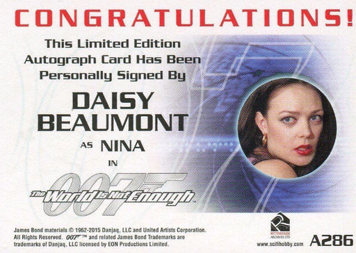 James Bond Classics 2016 Daisy Beaumont Autograph Card A286   - TvMovieCards.com