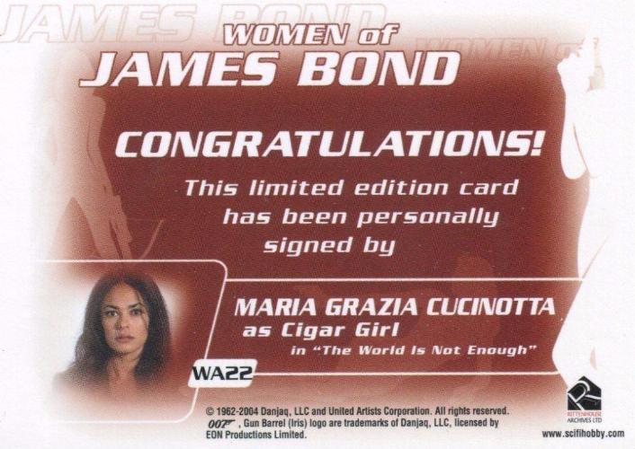James Bond The Quotable James Bond Maria Grazia Cucinotta Autograph Card WA22   - TvMovieCards.com