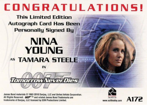 James Bond 50th Anniversary Series Two Nina Young Autograph Card A172   - TvMovieCards.com