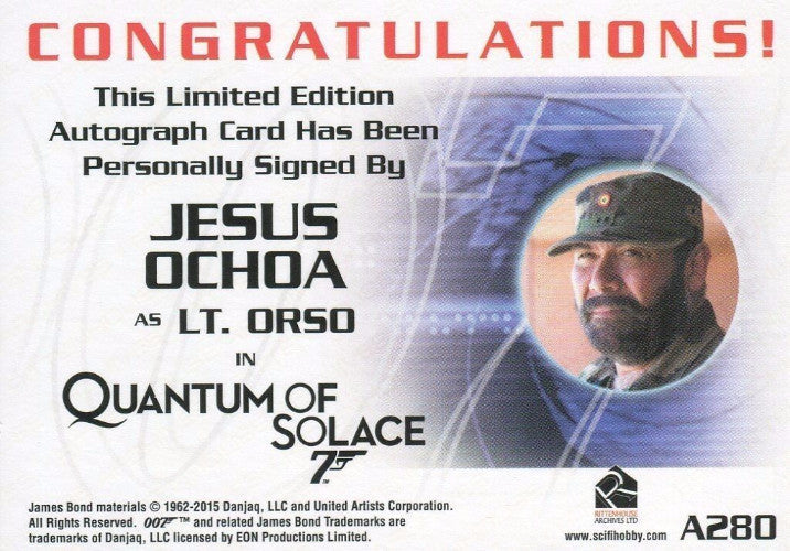 James Bond Archives 2015 Edition Jesus Ochoa Autograph Card A280   - TvMovieCards.com