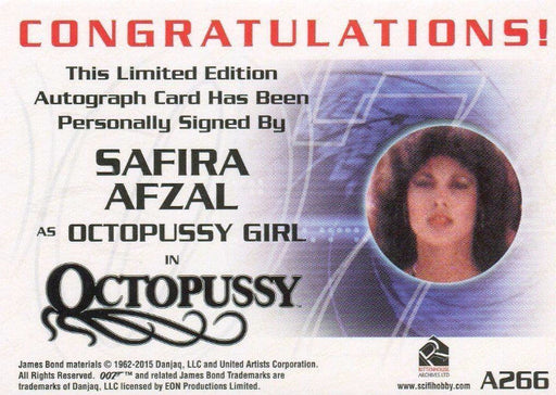 James Bond Classics 2016 Safira Afzal Autograph Card A266   - TvMovieCards.com