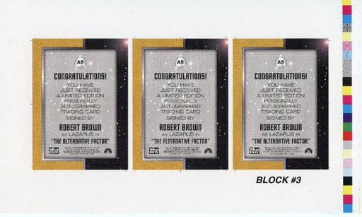 Star Trek TOS One Robert Brown 3-Card Unsigned Uncut Autograph Card Sheet A9   - TvMovieCards.com