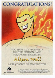 Xena & Hercules Animated Adventures Alison Wall Mnemosyne Autograph Card   - TvMovieCards.com