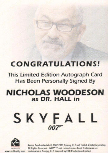 James Bond Archives 2015 Edition Nicholas Woodeson Autograph Card   - TvMovieCards.com