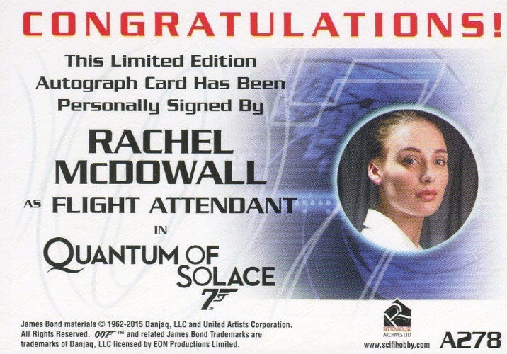 James Bond Archives 2015 Edition Rachel McDowall Autograph Card A278   - TvMovieCards.com