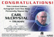 James Bond Archives 2015 Edition Carl McCrystal Autograph Card A260   - TvMovieCards.com