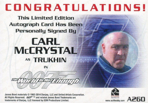James Bond Archives 2015 Edition Carl McCrystal Autograph Card A260   - TvMovieCards.com