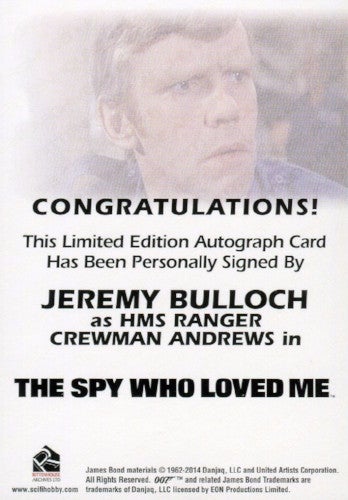 James Bond Archives 2015 Edition Jeremy Bulloch Autograph Card   - TvMovieCards.com