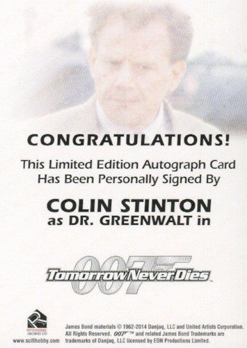 James Bond Classics 2016 Colin Stinton Autograph Card   - TvMovieCards.com