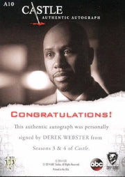 Castle Seasons 3 & 4 Derek Webster Autograph Card A10   - TvMovieCards.com