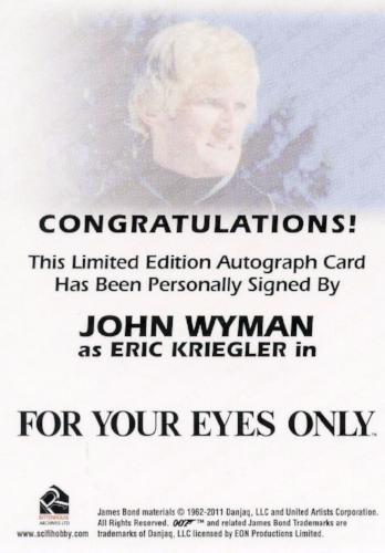 James Bond 50th Anniversary Series Two John Wyman Autograph Card   - TvMovieCards.com
