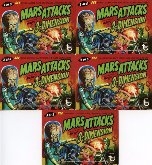 Mars Attacks 3-Dimension Chase Card Set 5 Cards Topps 2012 - TvMovieCards.com