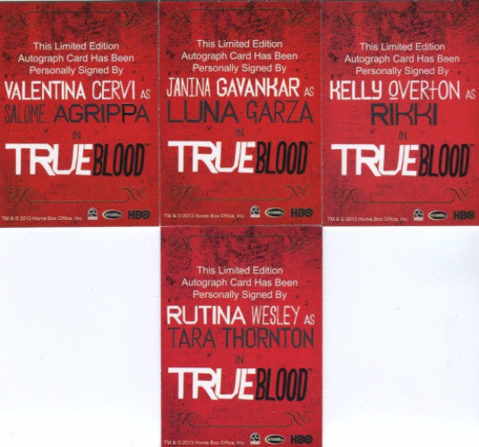 True Blood Archives Autograph Card Lot 4 Cards   - TvMovieCards.com