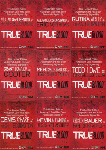True Blood Archives Autograph Card Set 26 Cards Rittenhouse 2013   - TvMovieCards.com