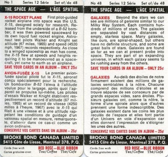 1969 Brooke Bond Canada Limited The Space Age Vintage Card Set 48 Cards   - TvMovieCards.com