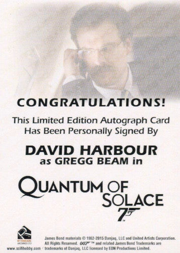 James Bond Classics 2016 David Harbour Autograph Card   - TvMovieCards.com