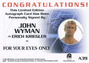 James Bond A39 The Quotable James Bond John Wyman Autograph Card   - TvMovieCards.com