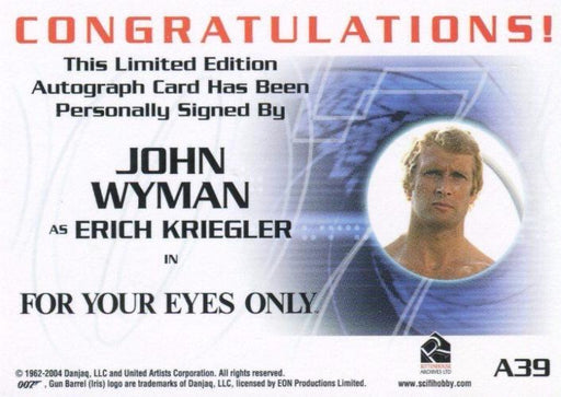 James Bond A39 The Quotable James Bond John Wyman Autograph Card   - TvMovieCards.com