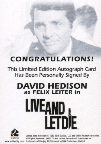 James Bond Archives 2015 Edition David Hedison Autograph Card   - TvMovieCards.com