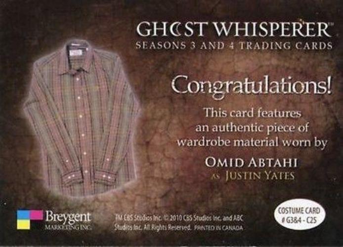 Ghost Whisperer Seasons 3 & 4 Omid Abtahi as Justin Yates Costume Card C25   - TvMovieCards.com