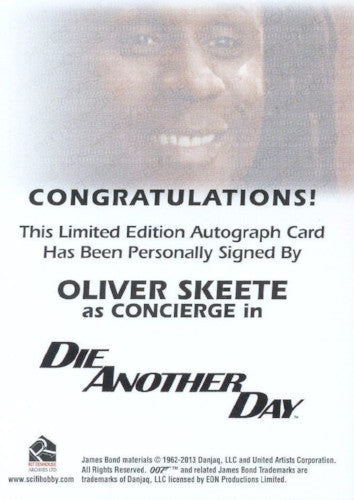 James Bond Archives 2014 Edition Oliver Skeete Autograph Card   - TvMovieCards.com