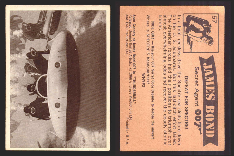 1966 James Bond 007 Thunderball Vintage Trading Cards You Pick Singles #1-66 57   Defeat For SPECTRE!  - TvMovieCards.com