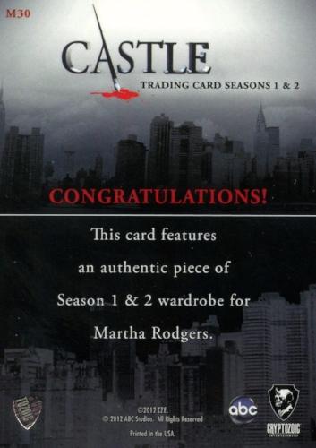 Castle Seasons 1 & 2 Martha Rodgers Wardrobe Costume Card M30   - TvMovieCards.com