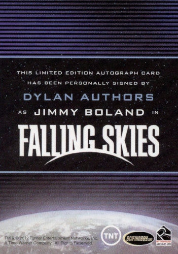 Falling Skies Season 2 Premium Pack Dylan Authors Autograph Card   - TvMovieCards.com