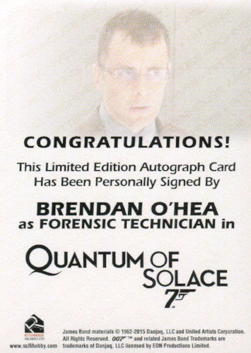 James Bond Classics 2016 Brendan O'Hea Autograph Card   - TvMovieCards.com