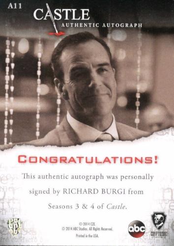 Castle Seasons 3 & 4 Richard Burgi Autograph Card A11   - TvMovieCards.com