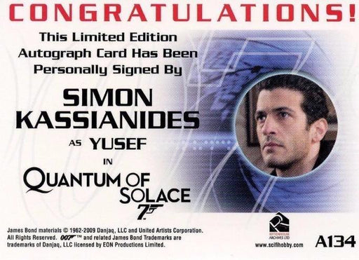 James Bond Heroes & Villains Simon Kassianides as Yusef Autograph Card A134   - TvMovieCards.com