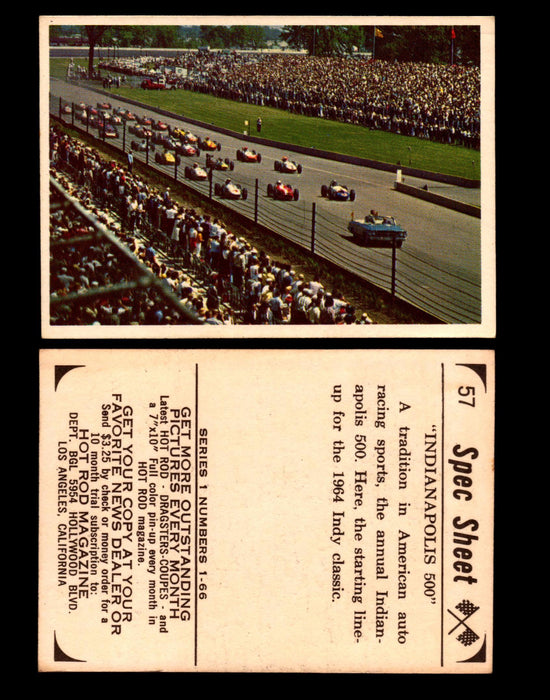 1965 Donruss Spec Sheet Vintage Hot Rods Trading Cards You Pick Singles #1-66 #57  - TvMovieCards.com