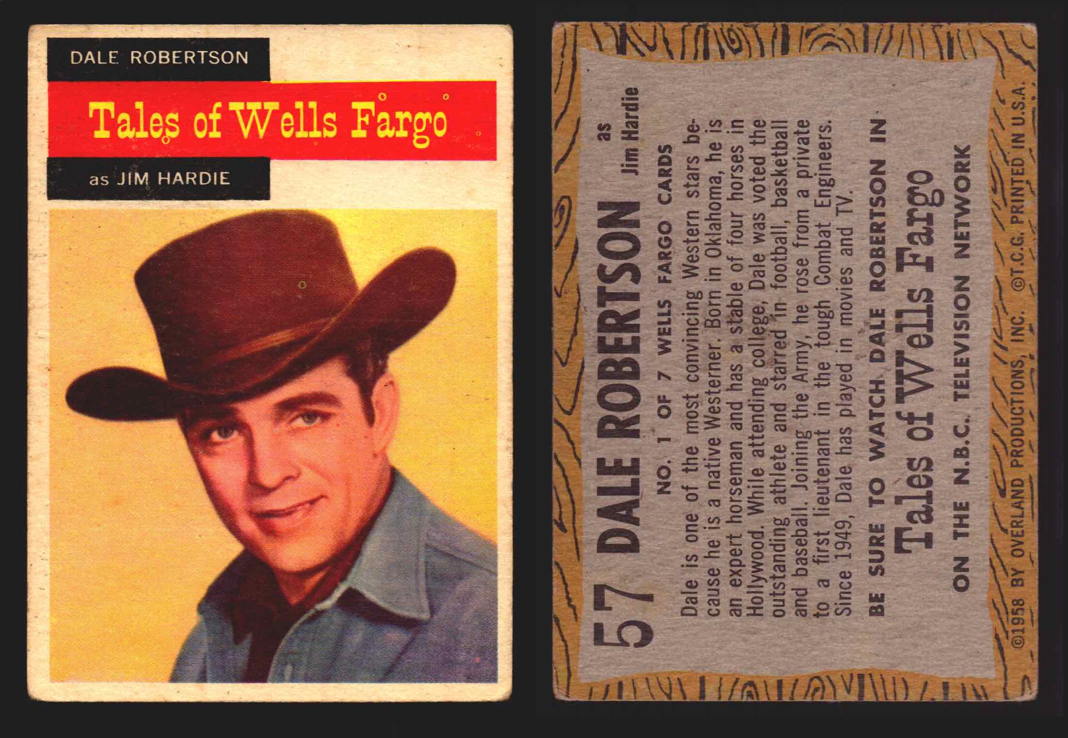 SALE V-75 ヴィンテージストック タイムカード10枚 1958 TV Westerns Topps Vintage Trading Cards You Pick Singles #1