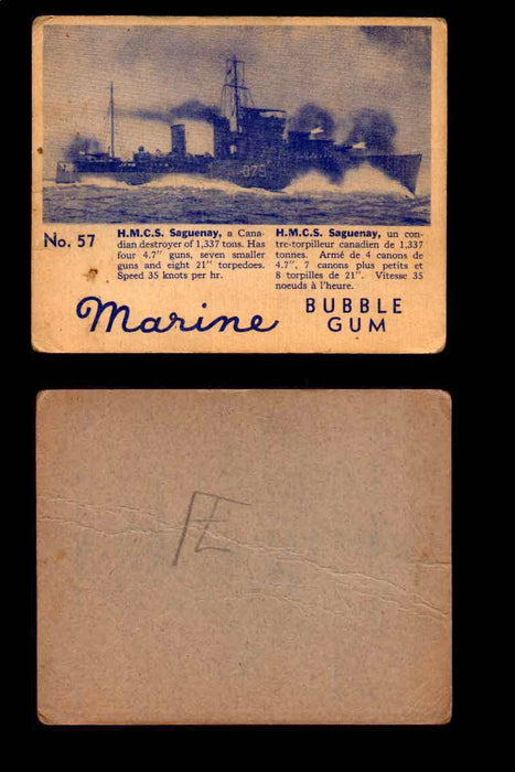 1944 Marine Bubble Gum World Wide V403-1 Vintage Trading Card #1-120 Singles #57 H.M.S. Saguenay  - TvMovieCards.com