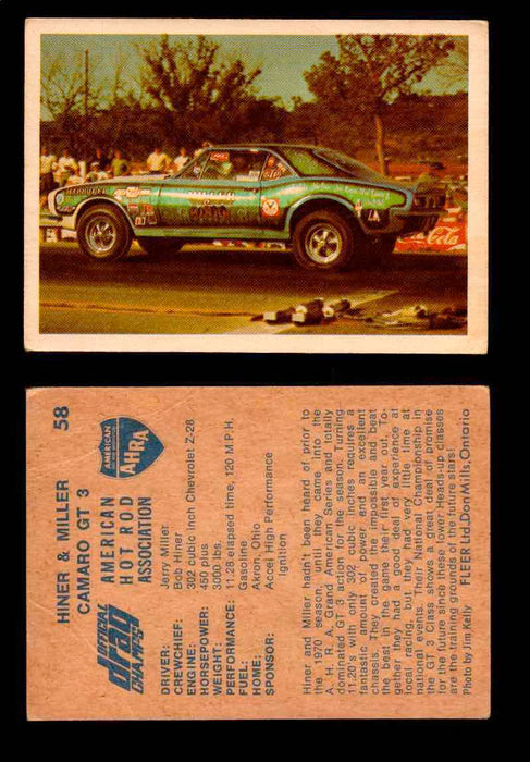 AHRA Official Drag Champs 1971 Fleer Canada Trading Cards You Pick Singles #1-63 58   Hiner & Miller                                   Camaro GT 3  - TvMovieCards.com