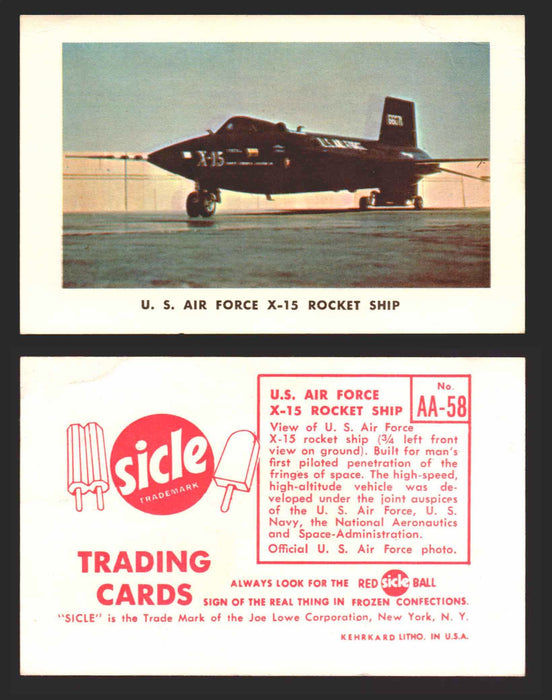 1959 Sicle Airplanes Joe Lowe Corp Vintage Trading Card You Pick Singles #1-#76 AA-58	U. S. Air Force X-15 Rocket Ship  - TvMovieCards.com