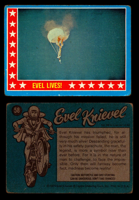 Evel Knievel Topps 1974 Vintage Trading Cards You Pick Singles #1-60 #58  - TvMovieCards.com
