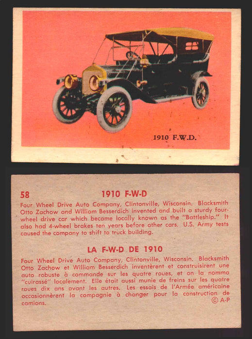 1959 Parkhurst Old Time Cars Vintage Trading Card You Pick Singles #1-64 V339-16 58	1910 F.W.D.  - TvMovieCards.com
