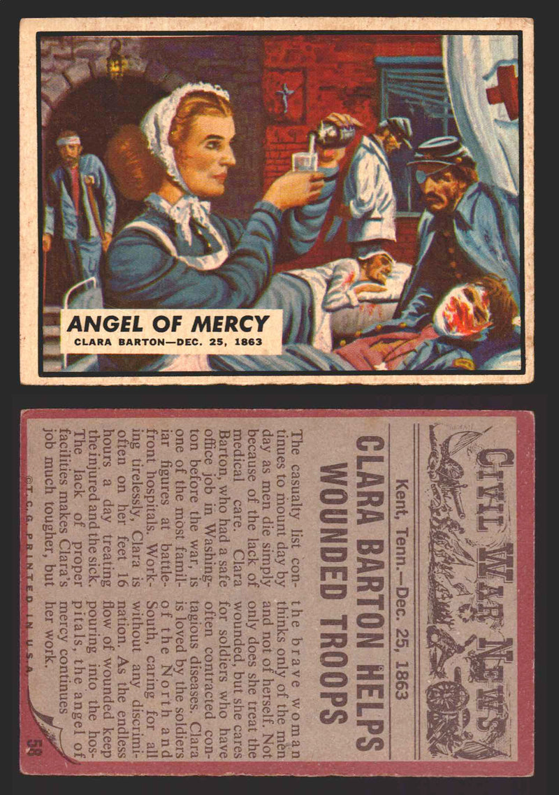 1962 Civil War News Topps TCG Trading Card You Pick Single Cards #1 - 88 58   Angel of Mercy  - TvMovieCards.com