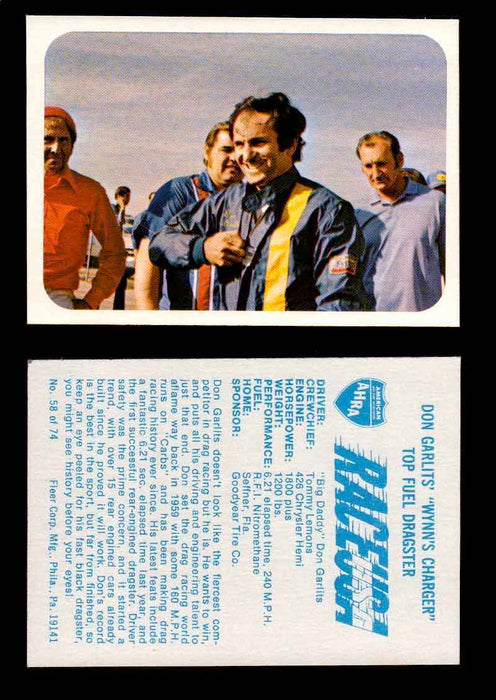 Race USA AHRA Drag Champs 1973 Fleer Vintage Trading Cards You Pick Singles 58 of 74   Don Garlits' "Wynn's Charger"  - TvMovieCards.com