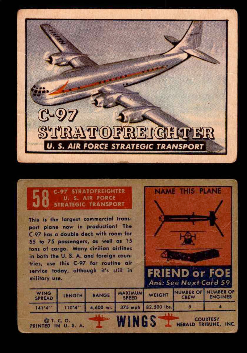 1952 Wings Topps TCG Vintage Trading Cards You Pick Singles #1-100 #58  - TvMovieCards.com