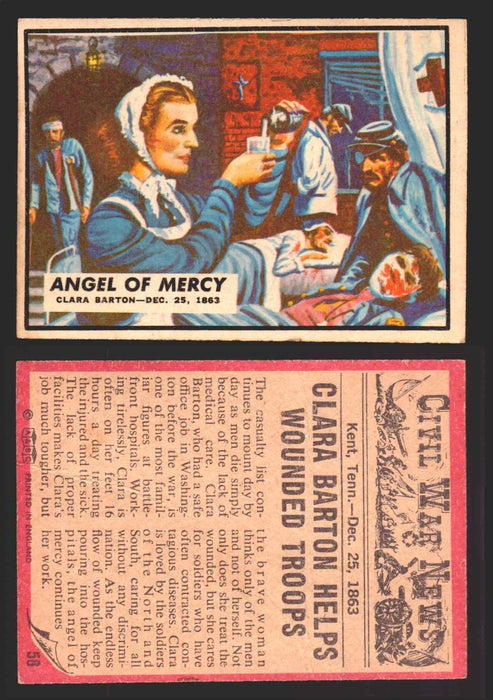 Civil War News Vintage Trading Cards A&BC Gum You Pick Singles #1-88 1965 58   Angel of Mercy  - TvMovieCards.com