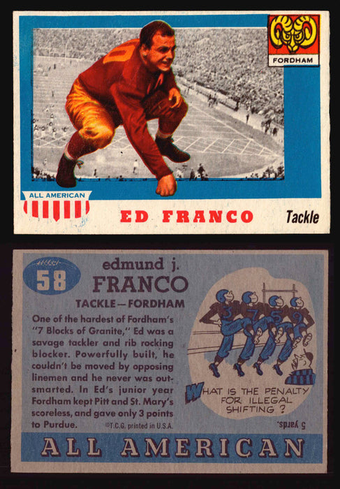 1955 Topps All American Football Trading Card You Pick Singles #1-#100 VG/EX #	58	Ed Franco  - TvMovieCards.com