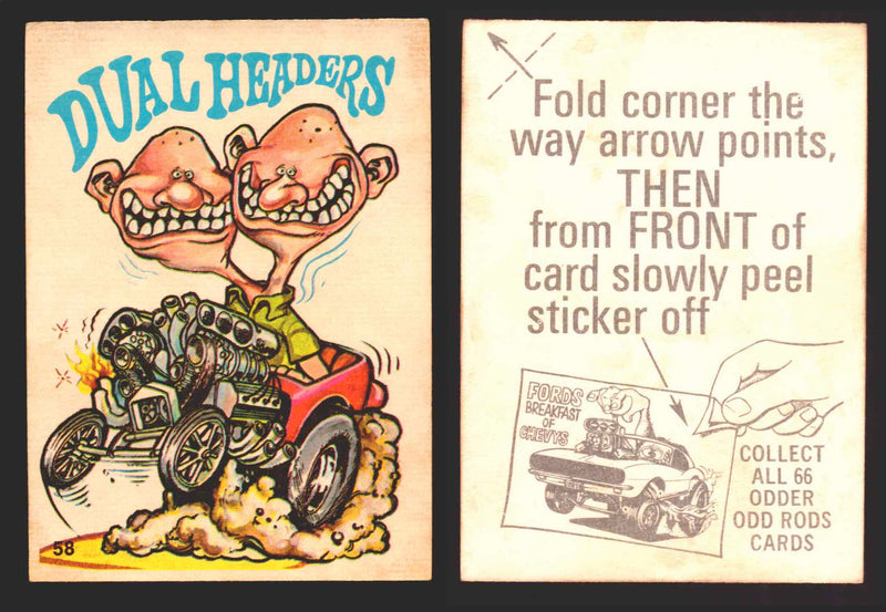 1970 Odder Odd Rods Donruss Vintage Trading Cards #1-66 You Pick Singles 58   Dual Headers  - TvMovieCards.com