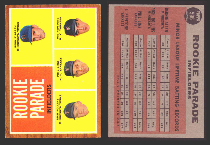 1962 Topps Baseball Trading Card You Pick Singles #500-#598 VG/EX #	596 RP Infielders SP  - TvMovieCards.com