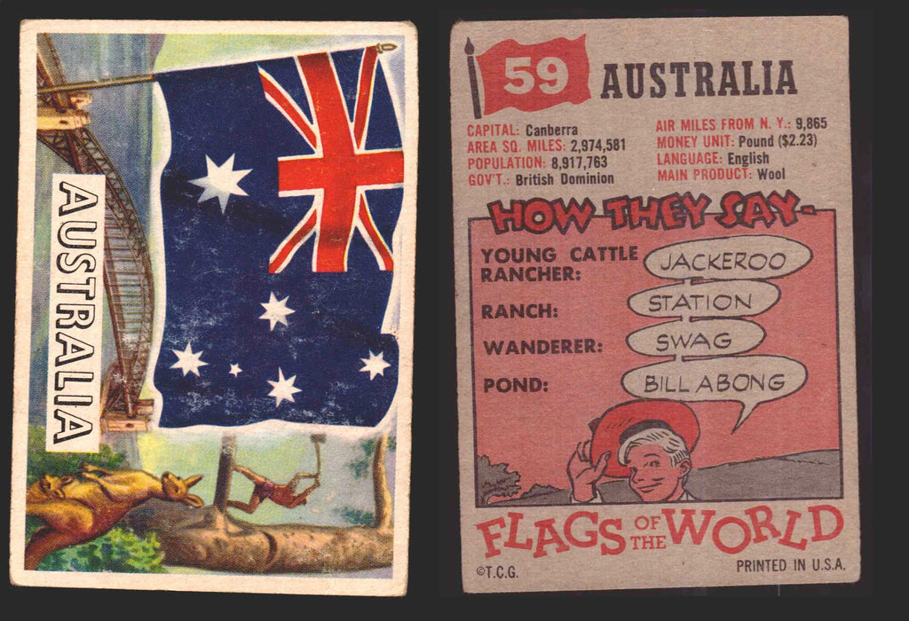 1956 Flags of the World Vintage Trading Cards You Pick Singles #1-#80 Topps 59	Australia  - TvMovieCards.com