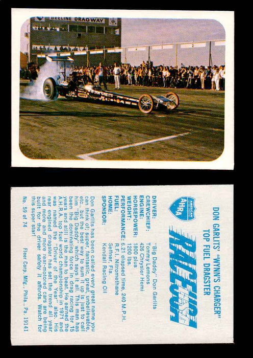 Race USA AHRA Drag Champs 1973 Fleer Vintage Trading Cards You Pick Singles 59 of 74   Don Garlits' "Wynn's Charger"  - TvMovieCards.com