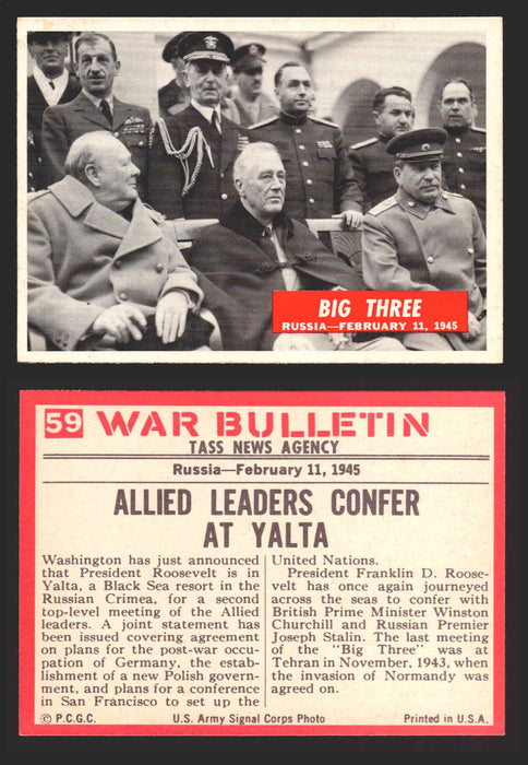1965 War Bulletin Philadelphia Gum Vintage Trading Cards You Pick Singles #1-88 59   Big Three  - TvMovieCards.com