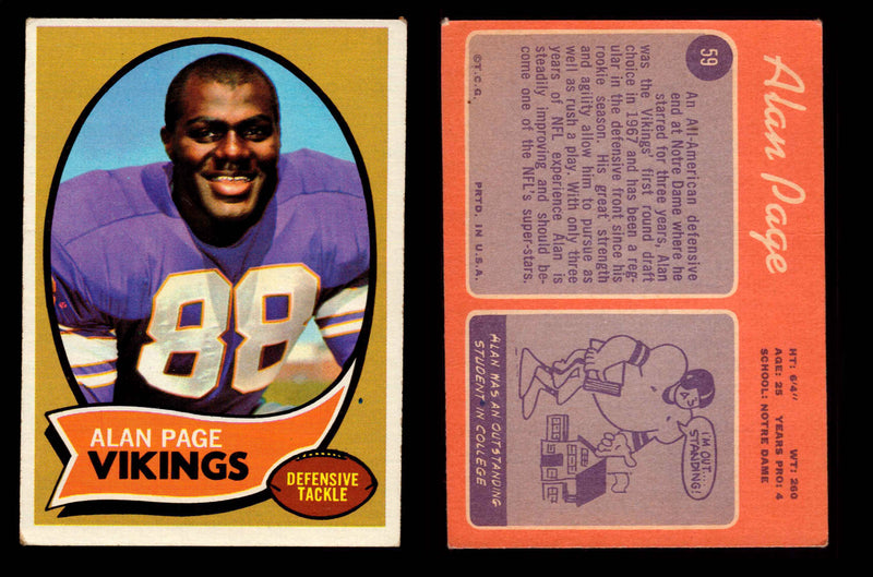 1970 Topps Football Trading Card You Pick Singles #1-#263 G/VG/EX #	59	Alan Page (R) (HOF)  - TvMovieCards.com