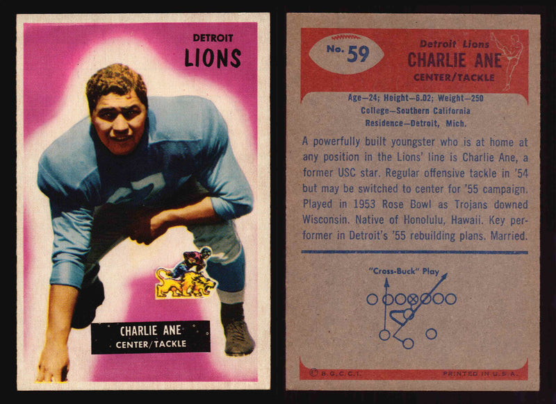 1955 Bowman Football Trading Card You Pick Singles #1-#160 VG/EX #59 Charlie Ane  - TvMovieCards.com